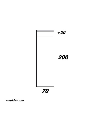 BOLSA 70x200+30mm SOLAPA ADHESIVA (100u)Bolsas Solapa Adhesiva