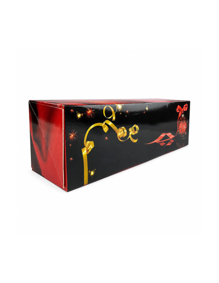 CAJA TRONCO BOULE NOEL ROUGE - 25x11xh11cm PK25u