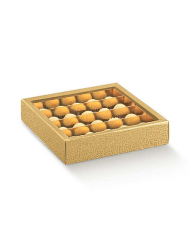 ESTUCHE PIEL ORO - 145x145x35mm Int35 PK10u