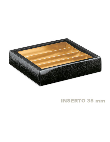 ESTUCHE PIEL NEGRA - 145x145x35mm Int35 PK10u
