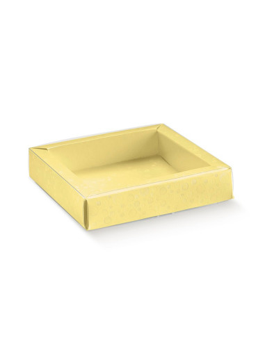ESTUCHE 145x145x35mm (i35) AMARILLO TOPOS PK(10u)Cajas Turrón/Bombones