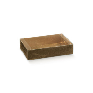 ESTUCHE 195x140x40mm (10u) PIEL MARRÓN PVC TRANSP