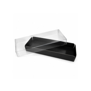 CAJA TURRON PET + BASE NEGRA - 21x9xh2,8cm PK25u