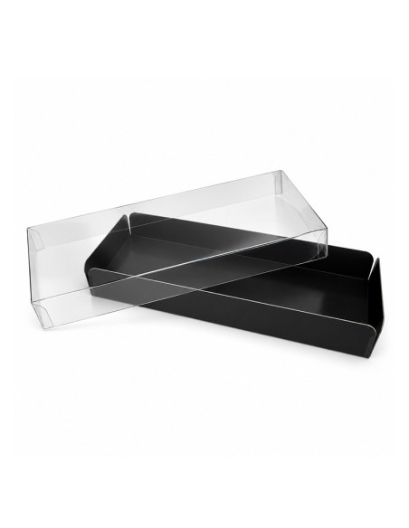 CAJA TURRON PET + BASE NEGRA - 21x9xh2,8cm PK25u