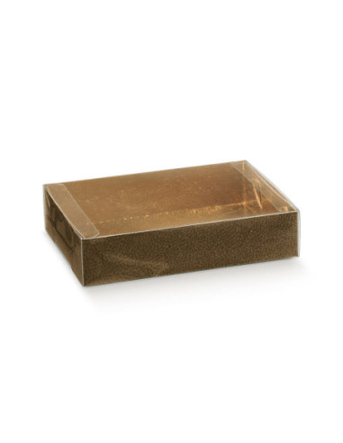ESTUCHE 155X115X40 PK (10u) PIEL MARRON PET TRANSP
