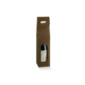 ESTUCHE 1 BOTELLA 100x100x290mm (5u) PIEL MARRÓN