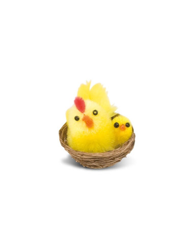 NIDO MIMBRE GALLINA/POLLITO 4cm PK (24u)Decoración Pascua