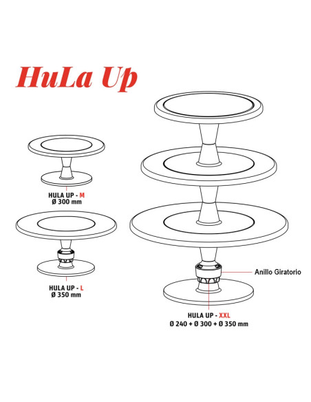 EXPOS. ROTAT. HULA UP - NEGRO 300mmExpositores