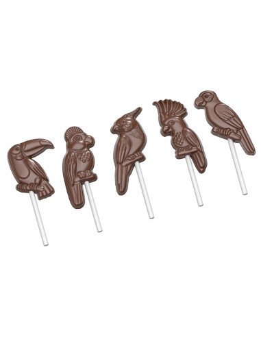 MOLDE CW1954 PIRULETAS PAJAROS TROPICALES 5modPiruletas
