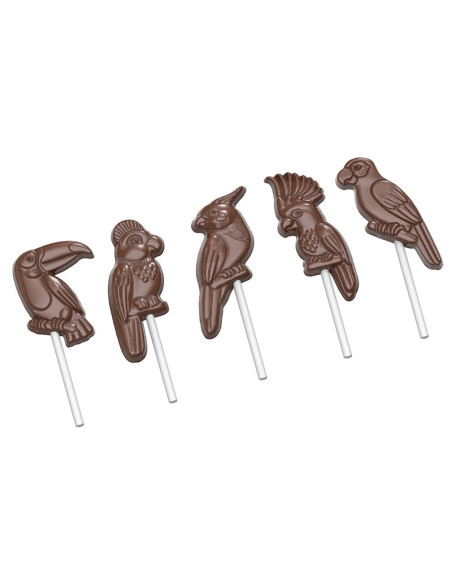 MOLDE CW1954 PIRULETAS PAJAROS TROPICALES 5modPiruletas