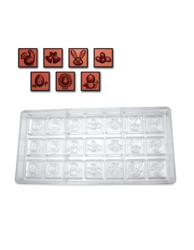 MOLDE NAPOLITANAS PASCUA 30.6x30.6mm 21pFiguras Pascua